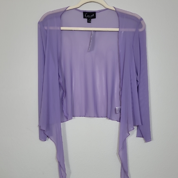 NWT Connected Apparel Sheer Tie Cardigan Bolero Size S/M Purple Mesh Y2K Fairy - Picture 9 of 13